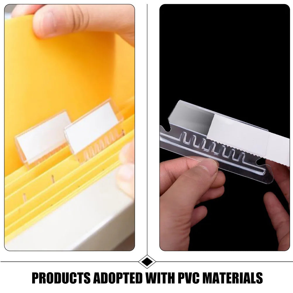 PVC FolderTab 100-Pack Plastic File Folder Tabs with Inserts – Hanging Folder Labels