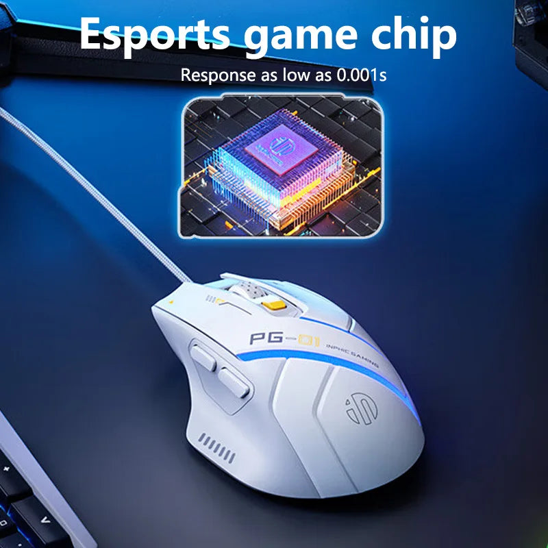 Inphic PG1 PG9 RGB Wired Gaming Mouse Ergonomics 1000Hz Polling Rate Stable Connection For Desktop And Laptop Computers
