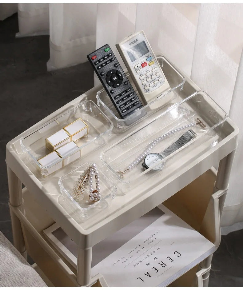 Versatile Drawer Organizer Set - Clear Plastic Trays and Dividers in 5 Sizes for Perfect Makeup and Kitchen Storage