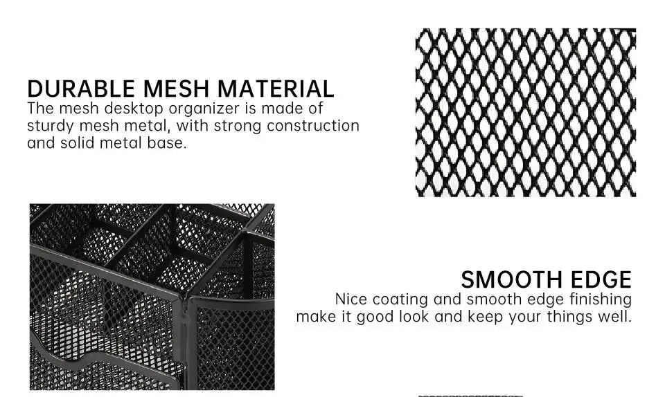 Mesh Desk Organizer Sturdy Metal Pen Stand Student Stationery Office Supplies