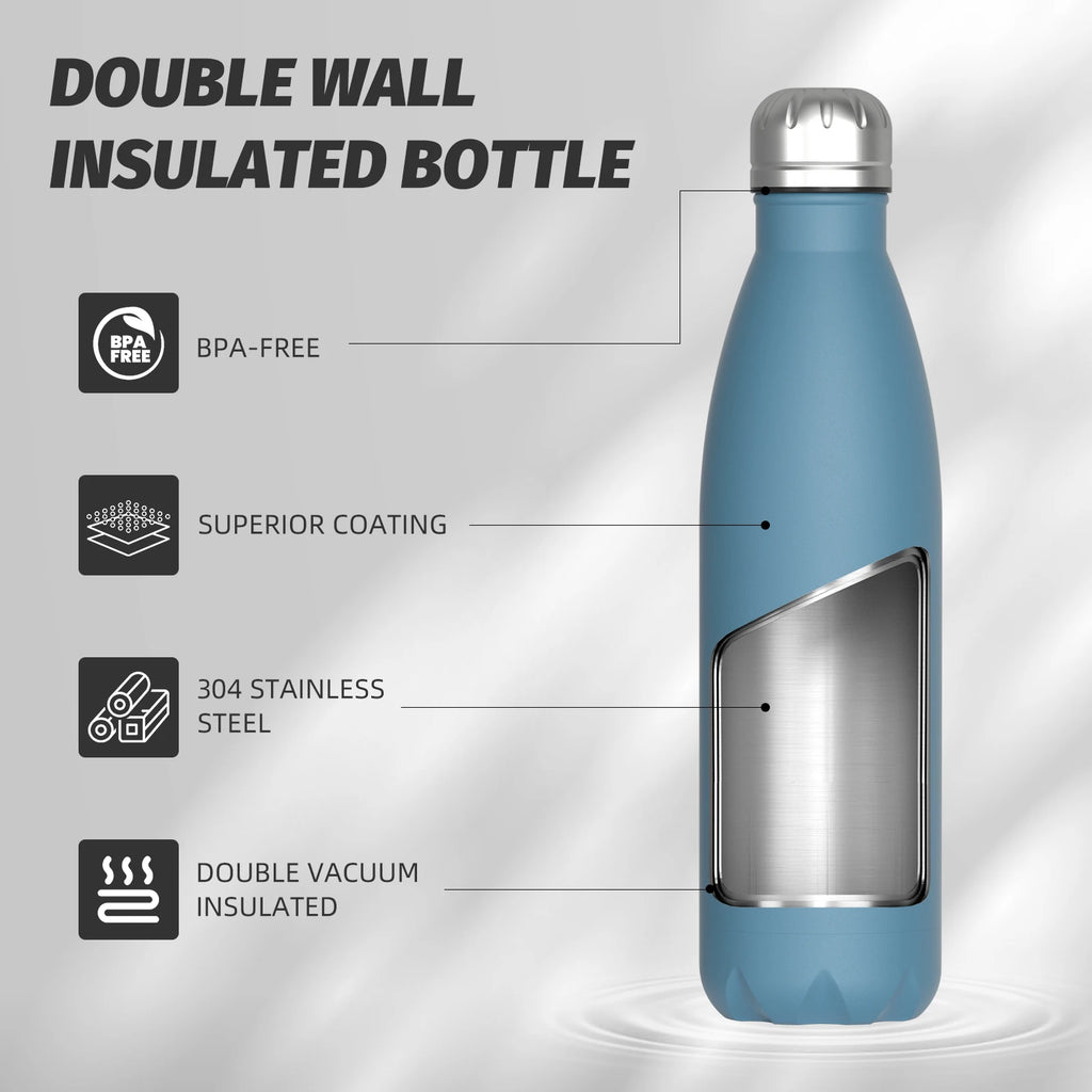 WATERSY 500ml Stainless Steel Vacuum Flask – Insulated Thermos for Coffee & Sport