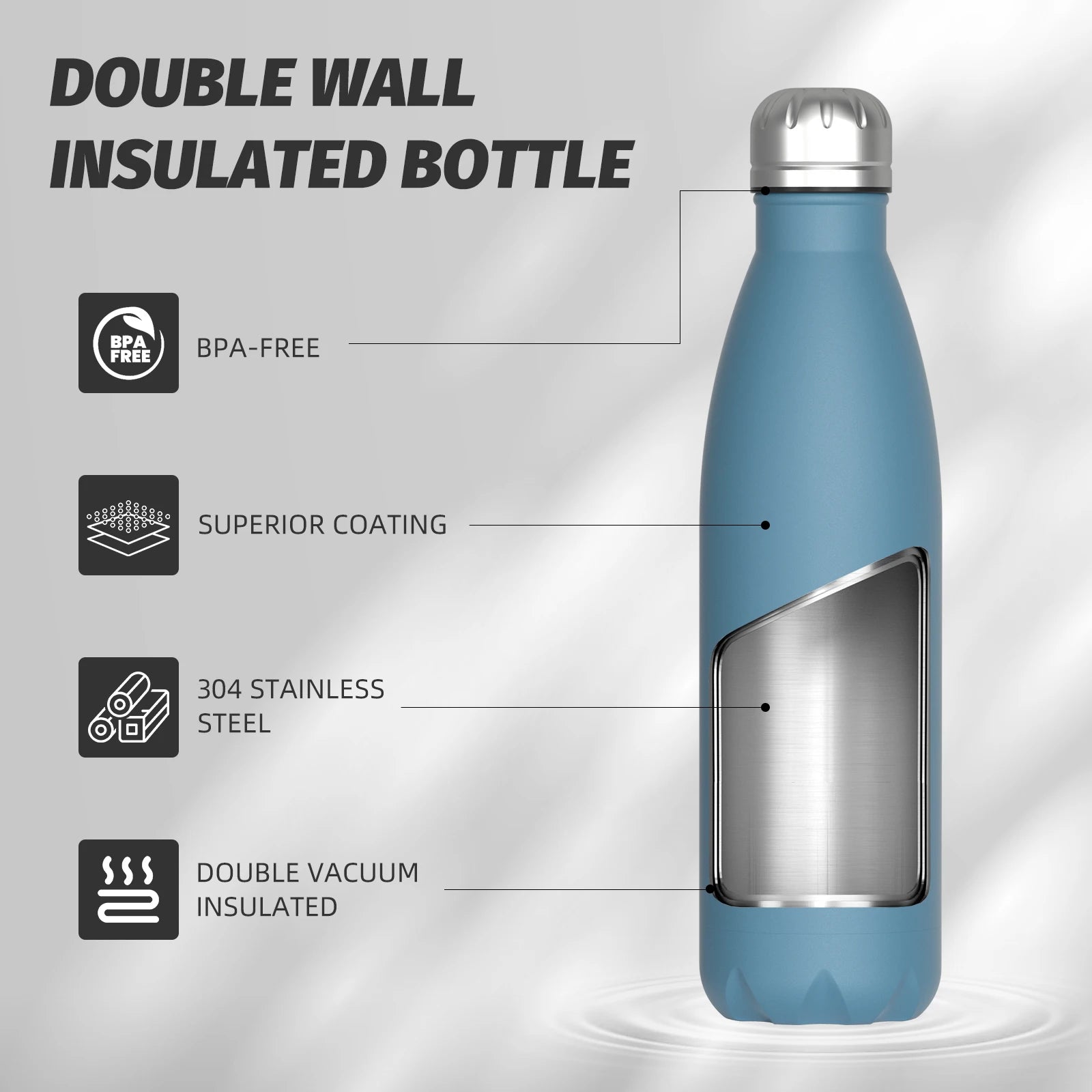 WATERSY 500ml Stainless Steel Vacuum Flask – Insulated Thermos for Coffee & Sport