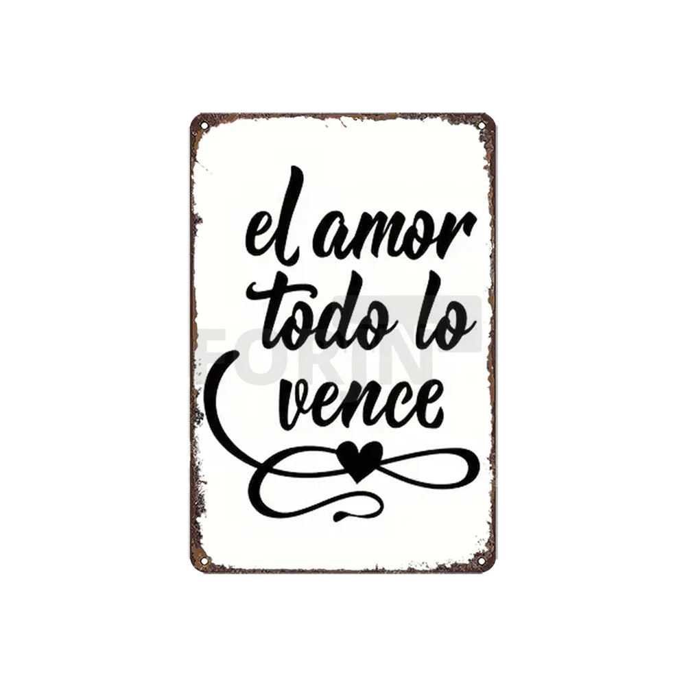 Spanish Inspirational Quote Poster,Spain Wall Art Metal Sign,Black and White Minimalist Painting,Gift for Home Room Office Decor