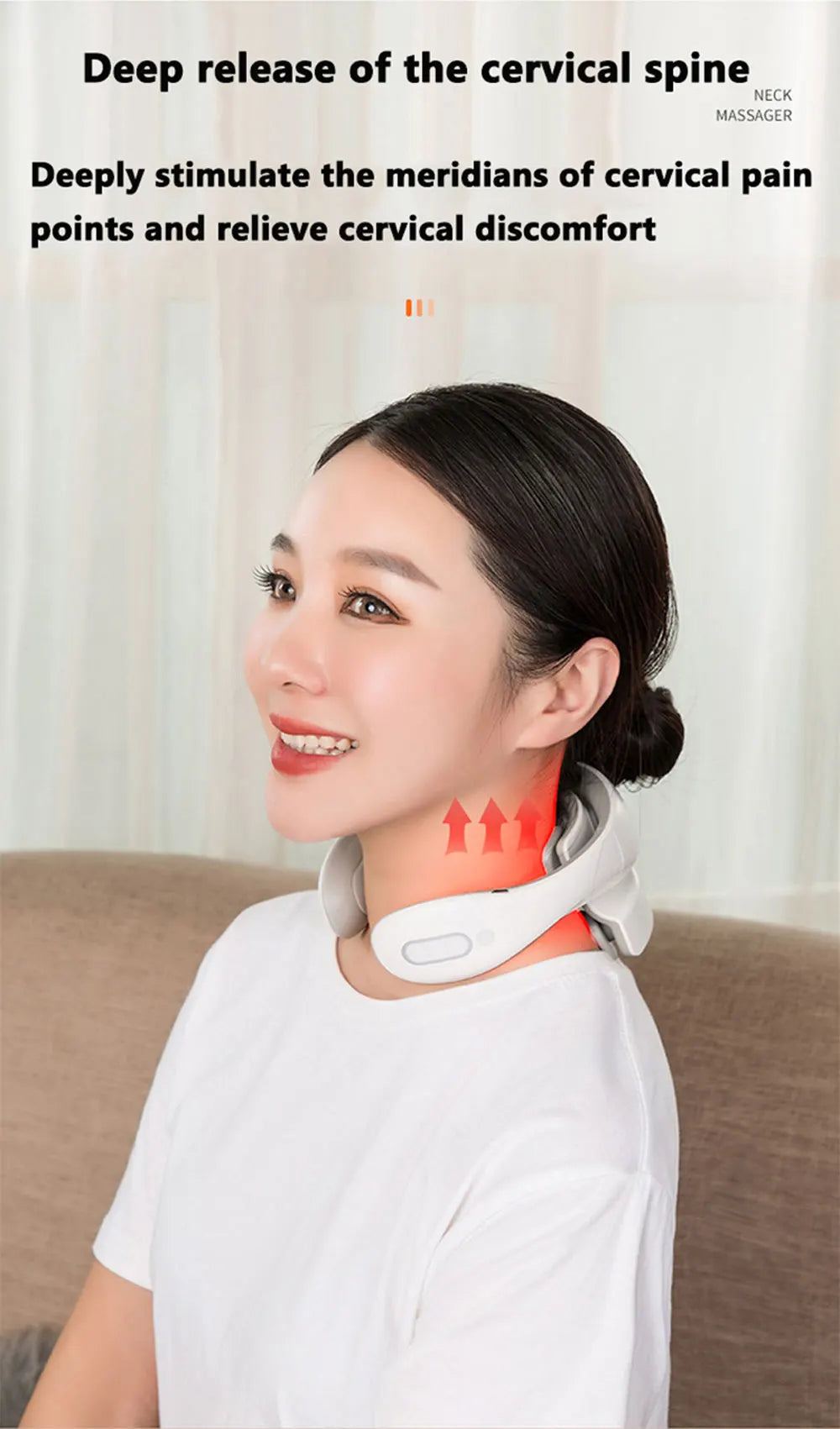 RedLight Smart Neck Massager – Portable Cervical Vibrator with Red Light Therapy