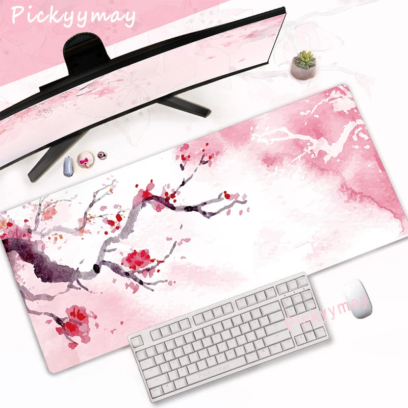 Sakura Bloom XL Desk Mat – Pink Cherry Blossom Gaming Mouse Pad (Extended Keyboard Mat)
