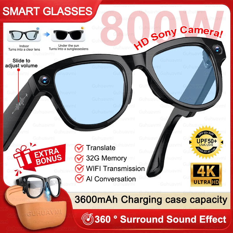 NightVision AI Smart Glasses – 8MP HD Camera, 3600mAh Battery & AI Translation