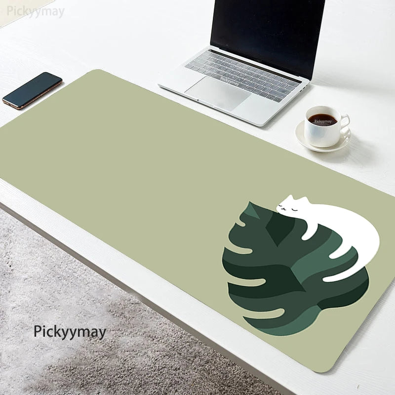 Kawaii Garden XL Desk Mat – Cute Plants & Cat Gaming Mouse Pad (900×400mm)