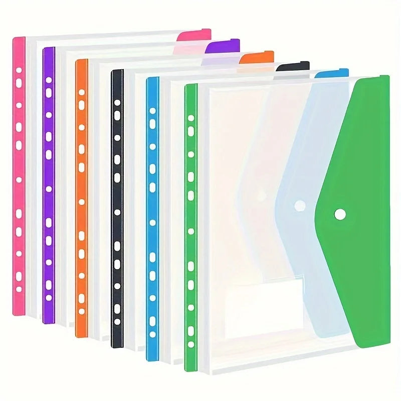 SnapFile 6-Pack A4 Plastic Envelope Folders – 11-Hole, Snap Closure