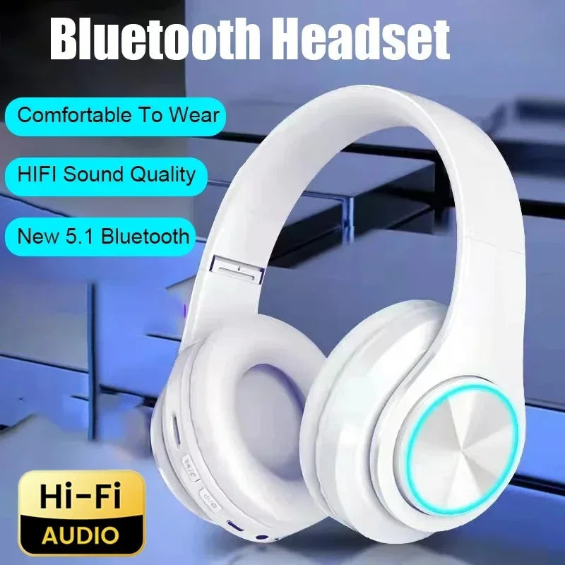 RGB Bluetooth Headphones with Active Noise Cancellation – Foldable Over-Ear, 12hr Battery