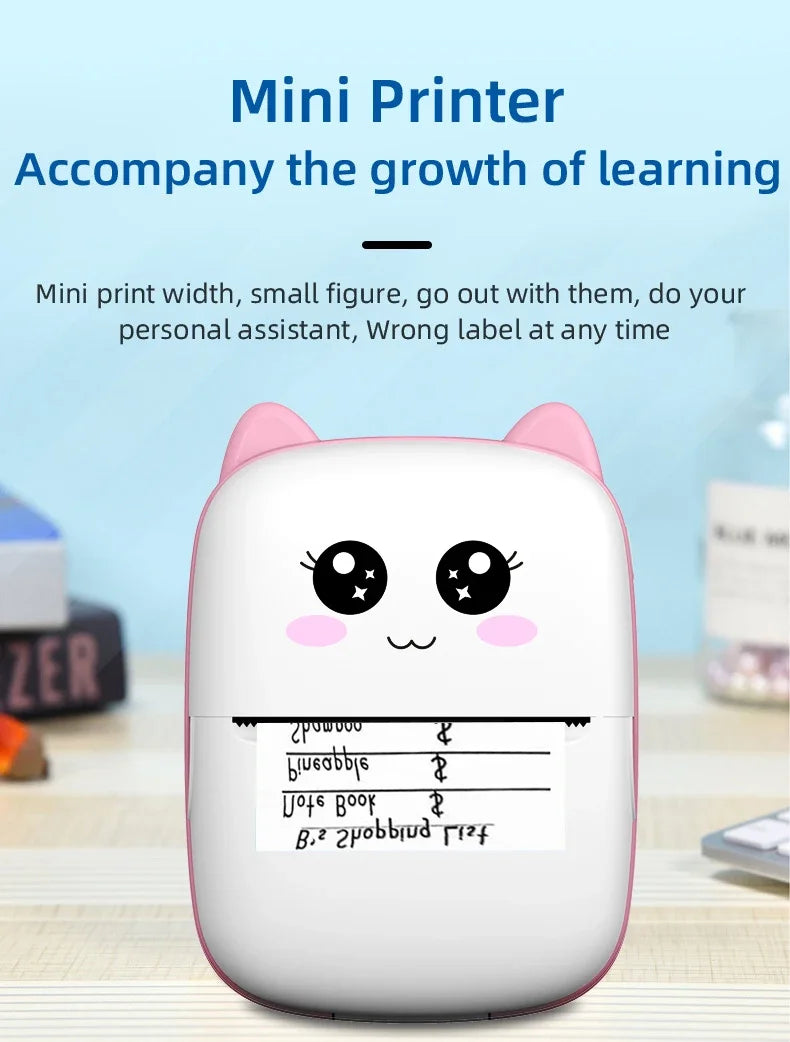 CatPrint Mini Thermal Pocket Printer – 58mm Wireless Bluetooth Photo & Label Printer for Android & iOS