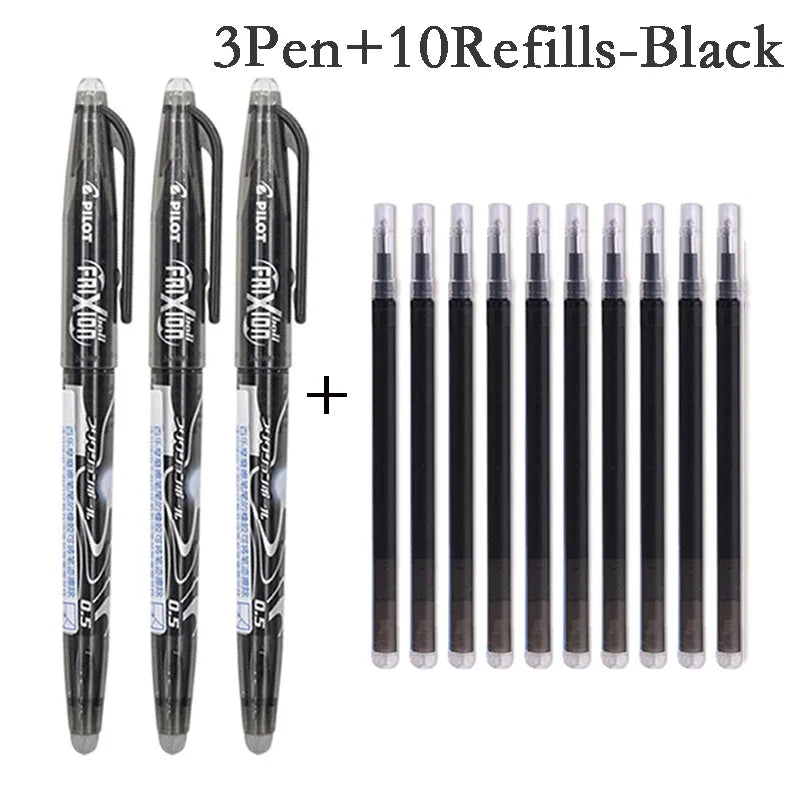 Pilot Frixion Erasable Gel Pen Set – 0.5mm, Blue / Black / Red with Refills