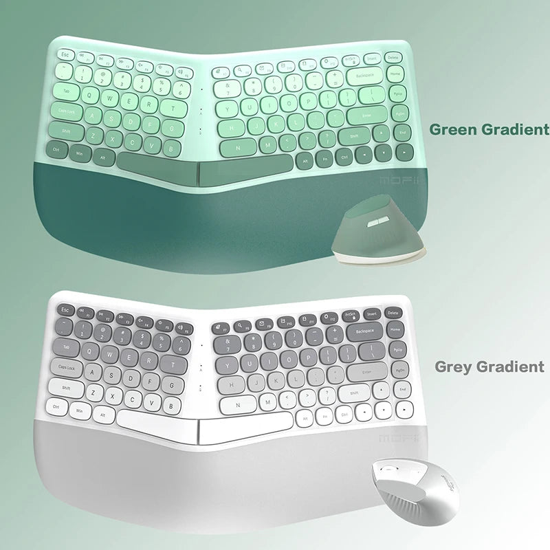 MOFII Ergonomic 2.4G Wireless Keyboard & Mouse Combo – Split Design with Wrist Rest