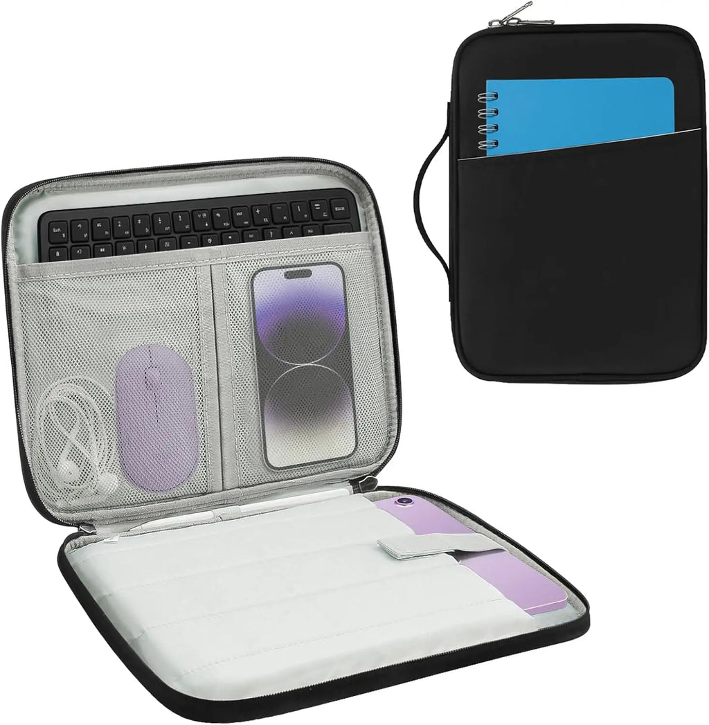Tablet Sleeve Case with Handle – Fleece-Lined Waterproof Travel Bag with Accessory Pocket