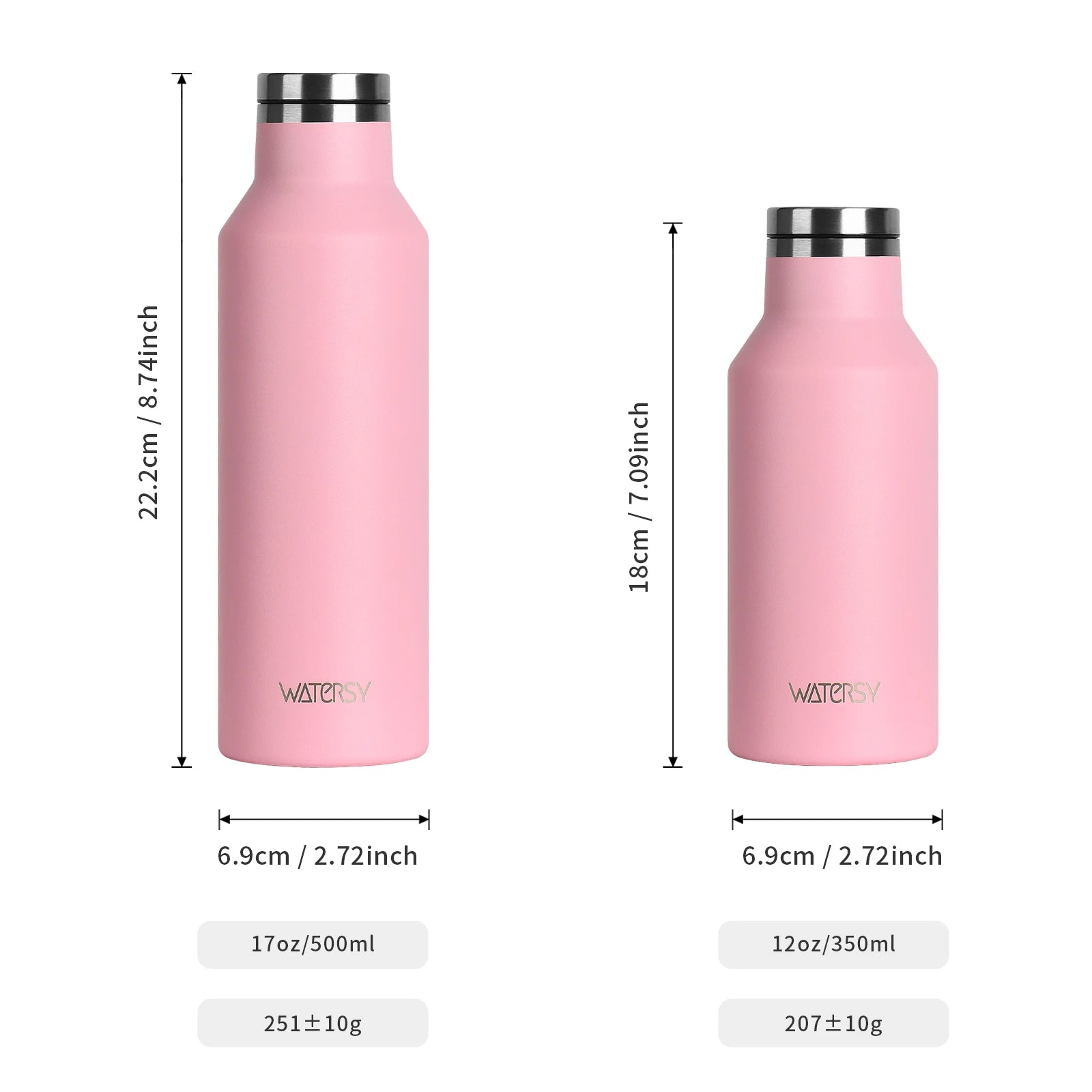 WATERSY Stainless Steel Thermal Cup – 350ml / 500ml, Vacuum Flask for Coffee & Sport
