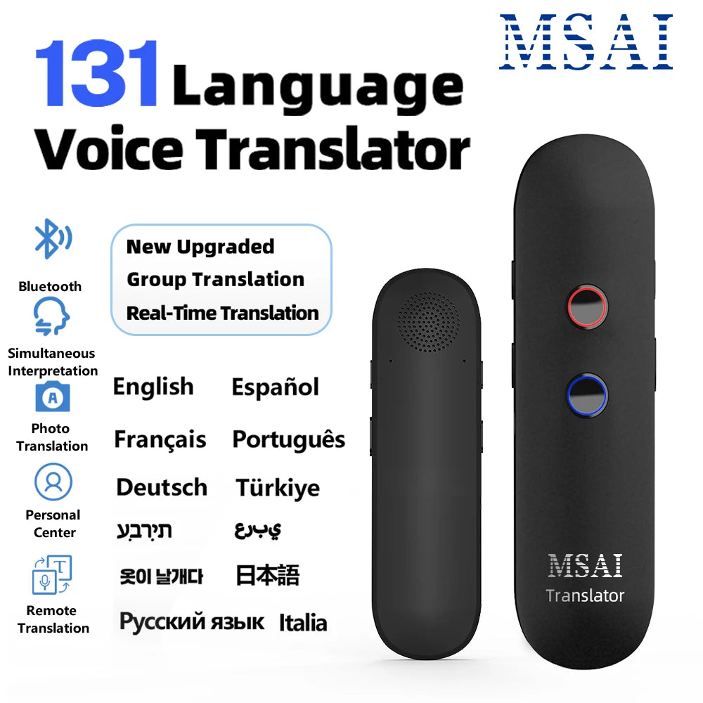 MSAI T4 Smart Voice Translator – 131 Languages, Photo Translation & Bluetooth