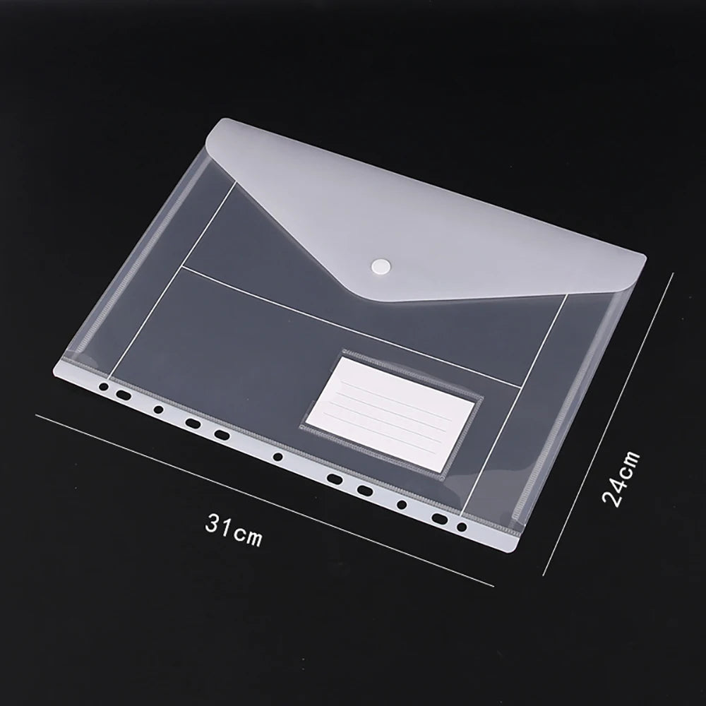 Plastic 11-hole Loose-leaf File Bag Transparent 3-hole Folder+6pcs Binder Pockets Document Pouch for Office and School Supply