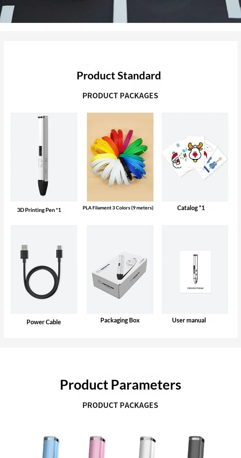 Lenovo 3D Pen – OLED Display, DIY Scribble Pen with PLA Filament