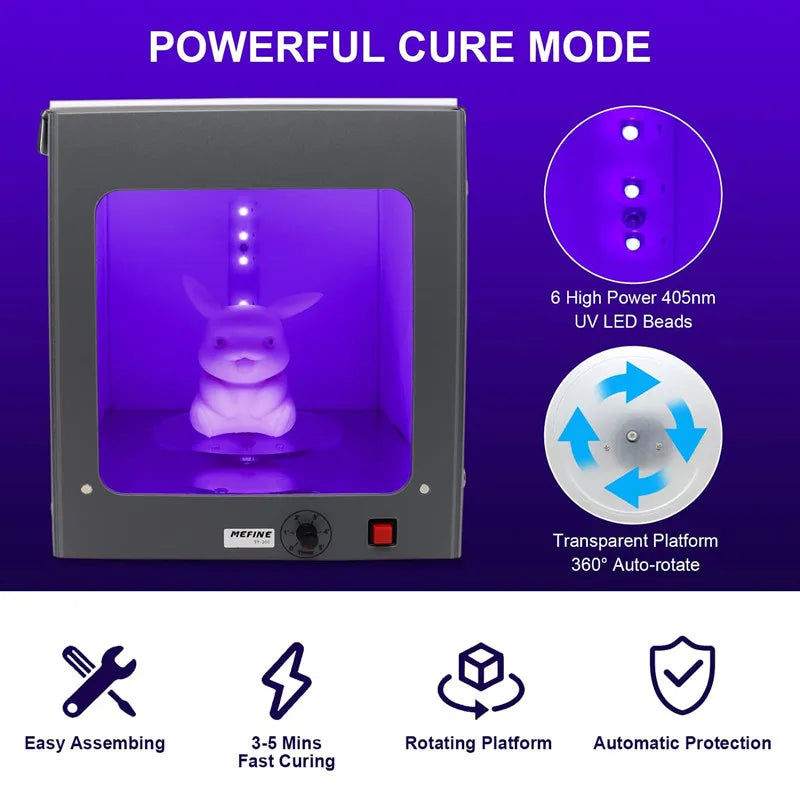 UV Resin Curing Light Box – 360° Electric Turntable, Timer & Intelligent Protection
