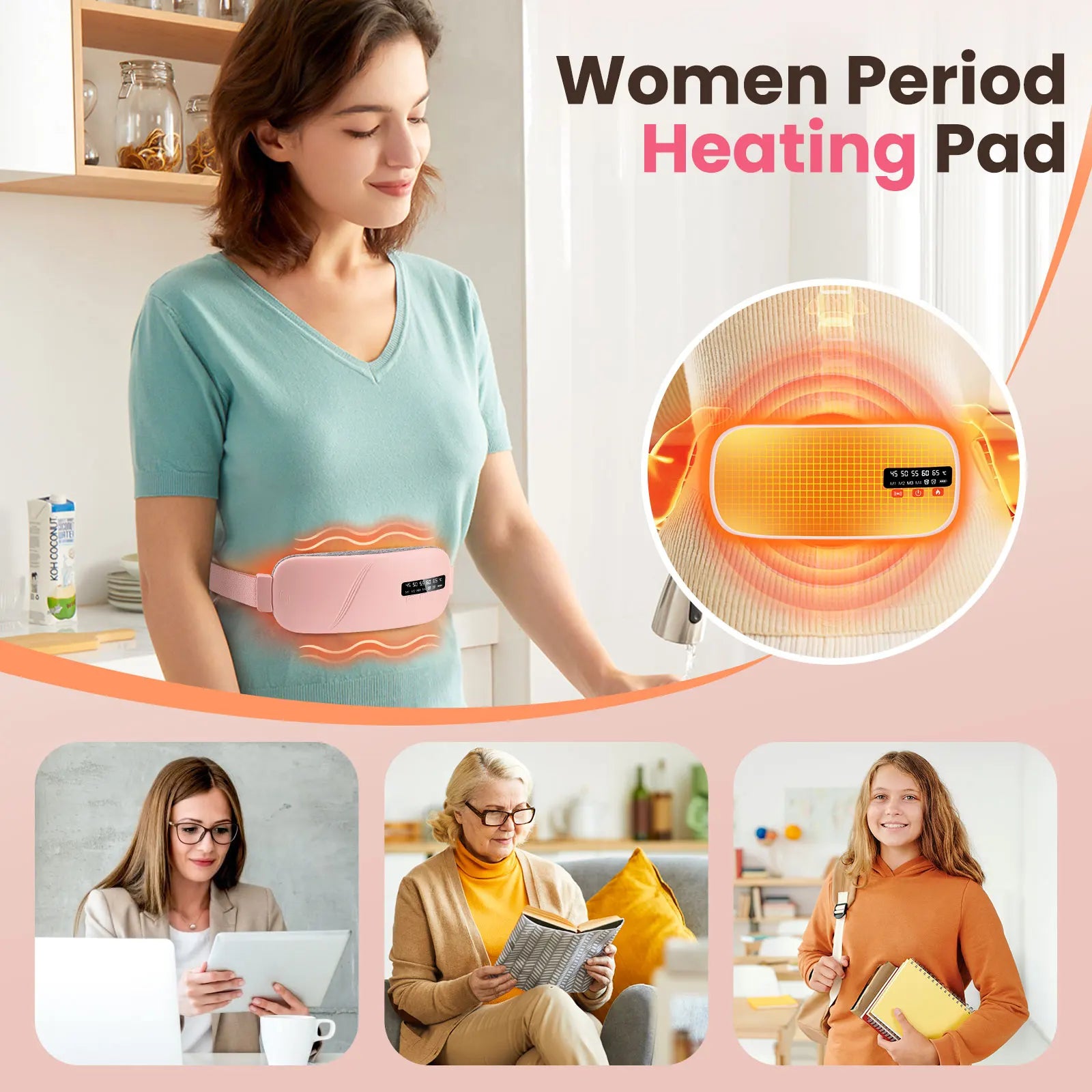 HeatWrap Electric Heating Pad – Menstrual Cramp Massager Belt with Vibration