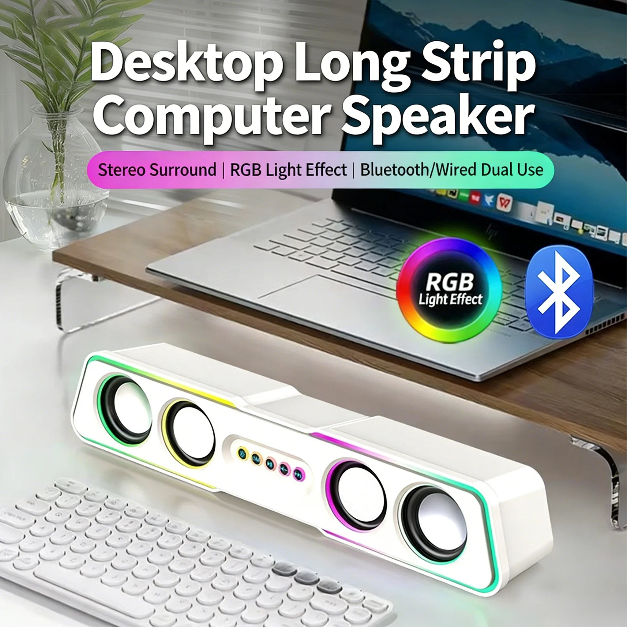 Computer Soundbar with Deep Bass High Volume Wired Desktop Speaker for PC Laptop Home Use