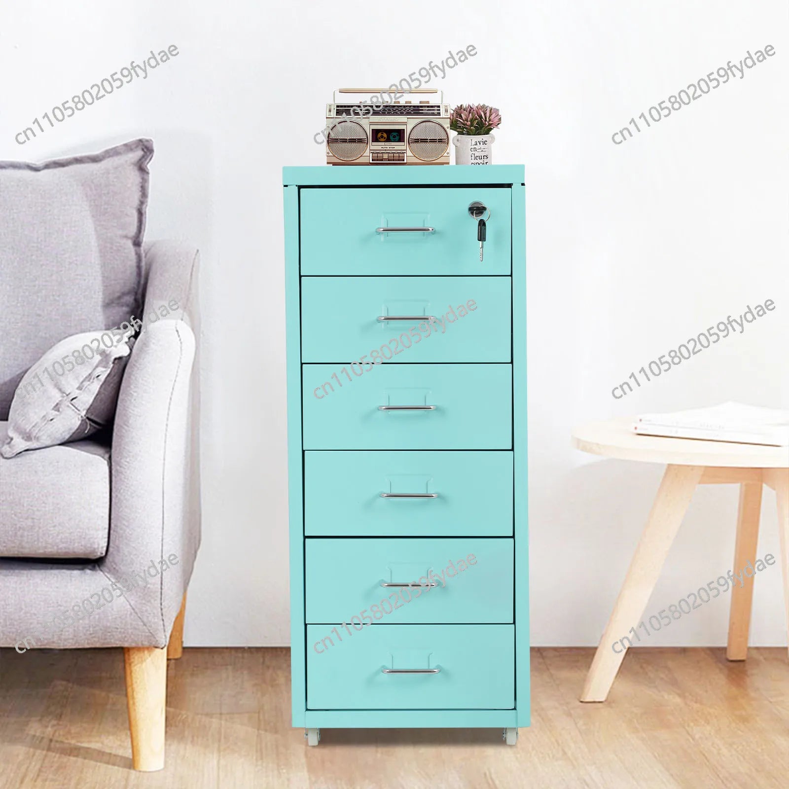 6-Tiers: Vertical File Cabinet,Cold-Rolled Steel Metal File Cabinet  Filing Cabinet Blue in the Office, Study