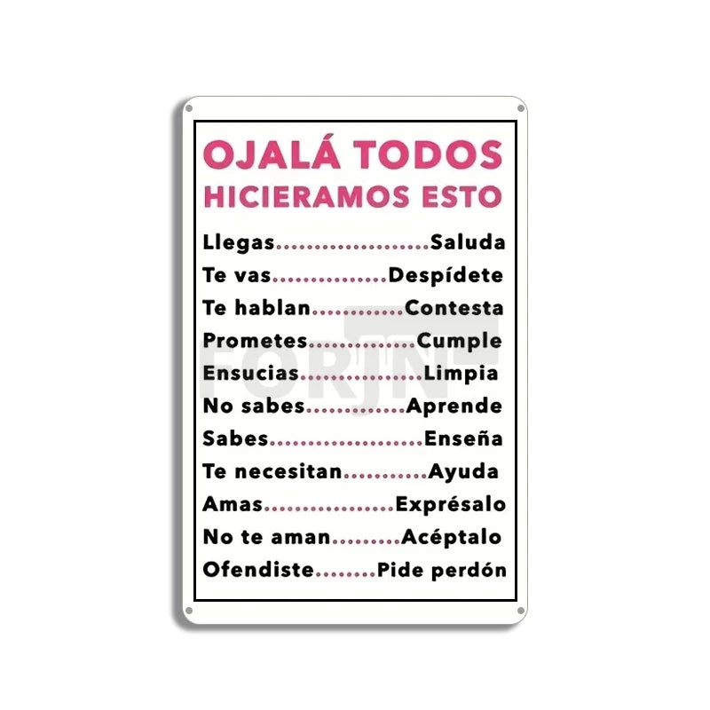 Spanish Inspirational Quote Poster,Spain Wall Art Metal Sign,Black and White Minimalist Painting,Gift for Home Room Office Decor
