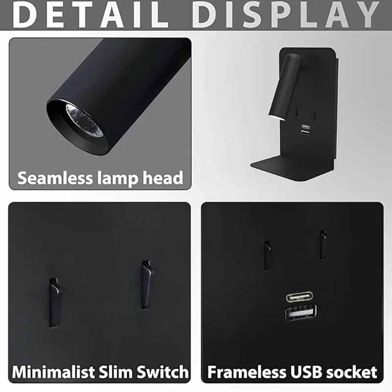 WallRead LED Wall Light – USB Charging Port, Phone Stand & Minimalist Bedside Reading Light