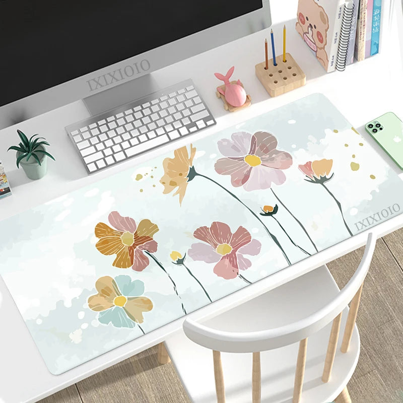 Minimalist Abstract Floral Art XL Mouse Pad – Aesthetic XXL Desk Mat | Soft Non-Slip Rubber Gaming & Office Mousepad Table Protector
