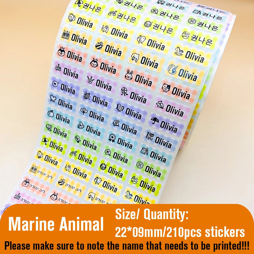 NameTag Kawaii Waterproof Custom Name Label Stickers – Personalised School & Bottle Decals