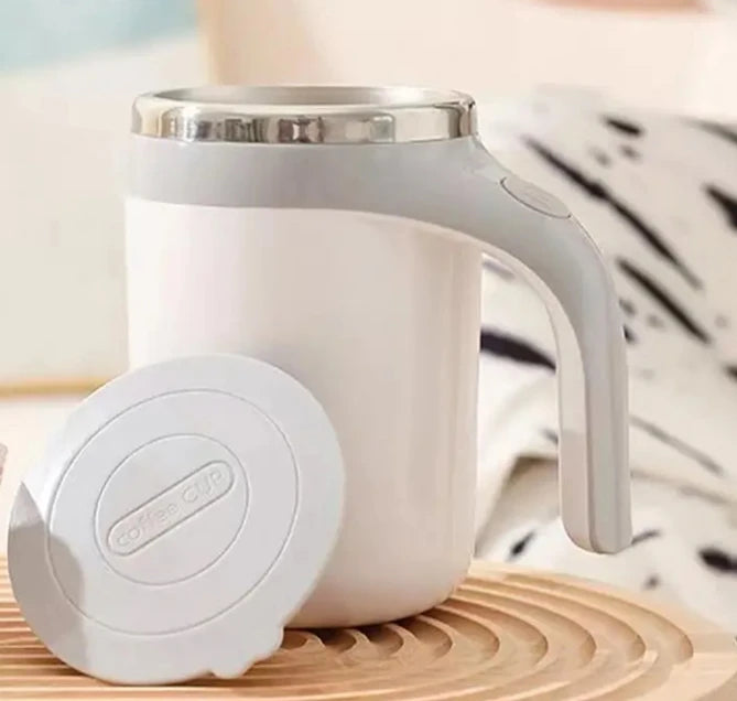 SpinSip Self-Stirring Magnetic Stainless Steel Mug – Auto Mixing Coffee Cup