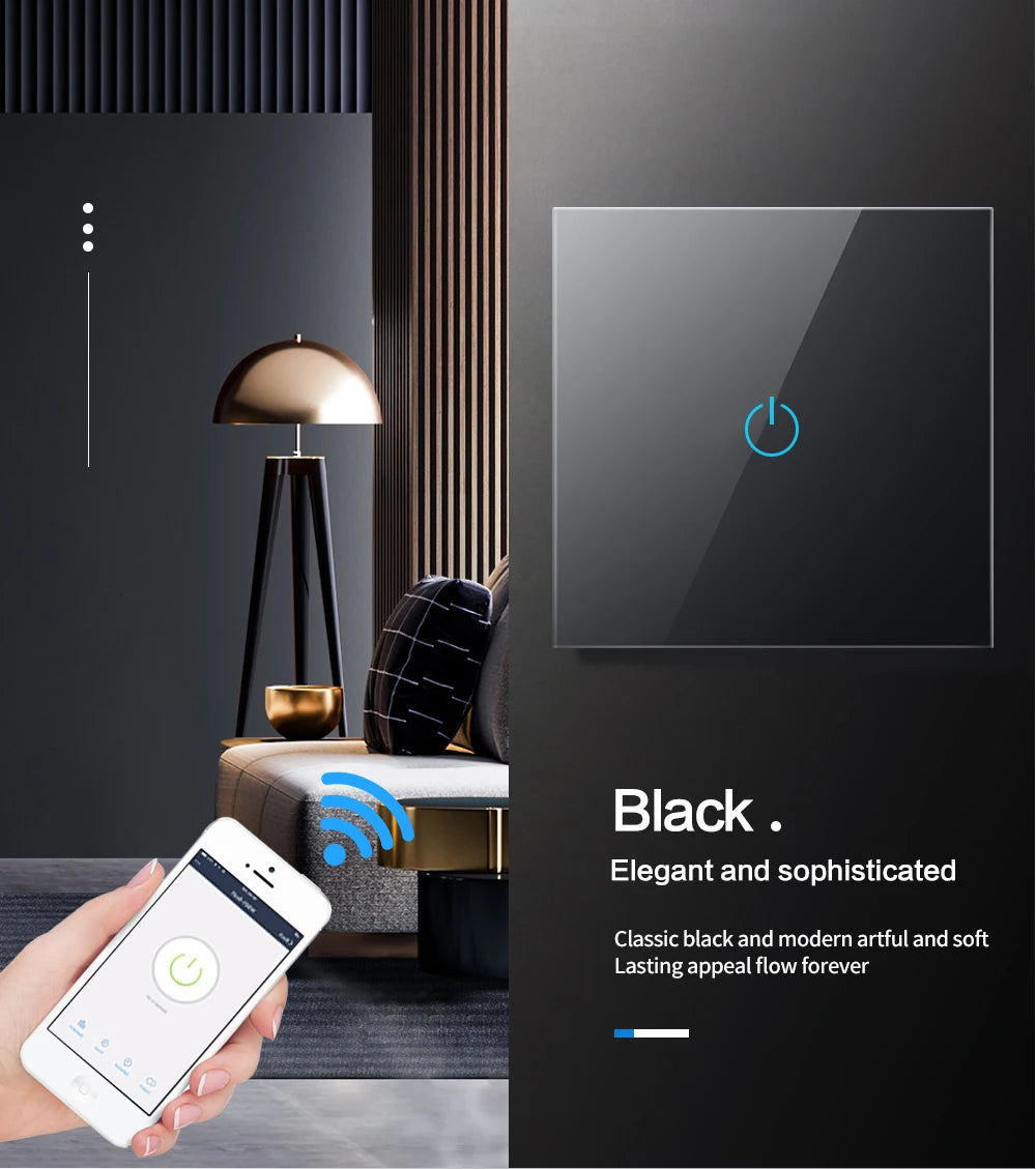 BONDA Smart Switch Alexa RF433 No Neutral Tuya Control Works With Google 1/2/3 Gang Smart Life Home Light WiFi Touch Switches 86