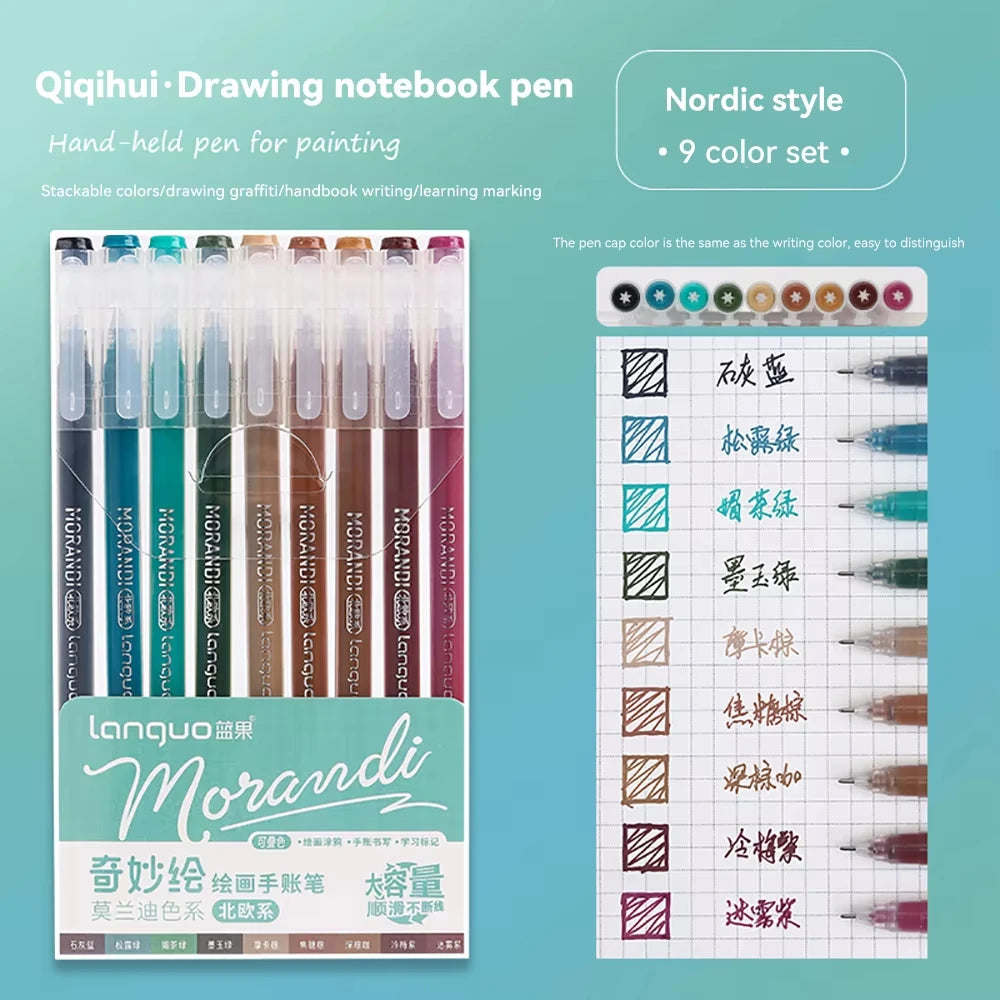 Languo 27-207 Colour Gel Pen & Marker Drawing Set – Student DIY Art Pens