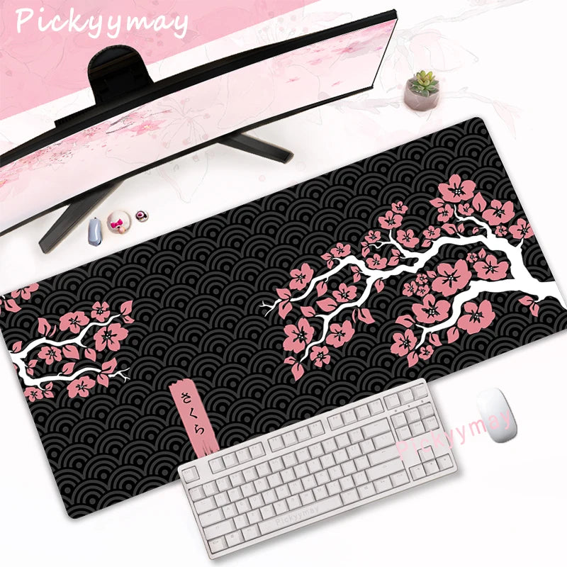 Sakura Bloom XL Desk Mat – Pink Cherry Blossom Gaming Mouse Pad (Extended Keyboard Mat)