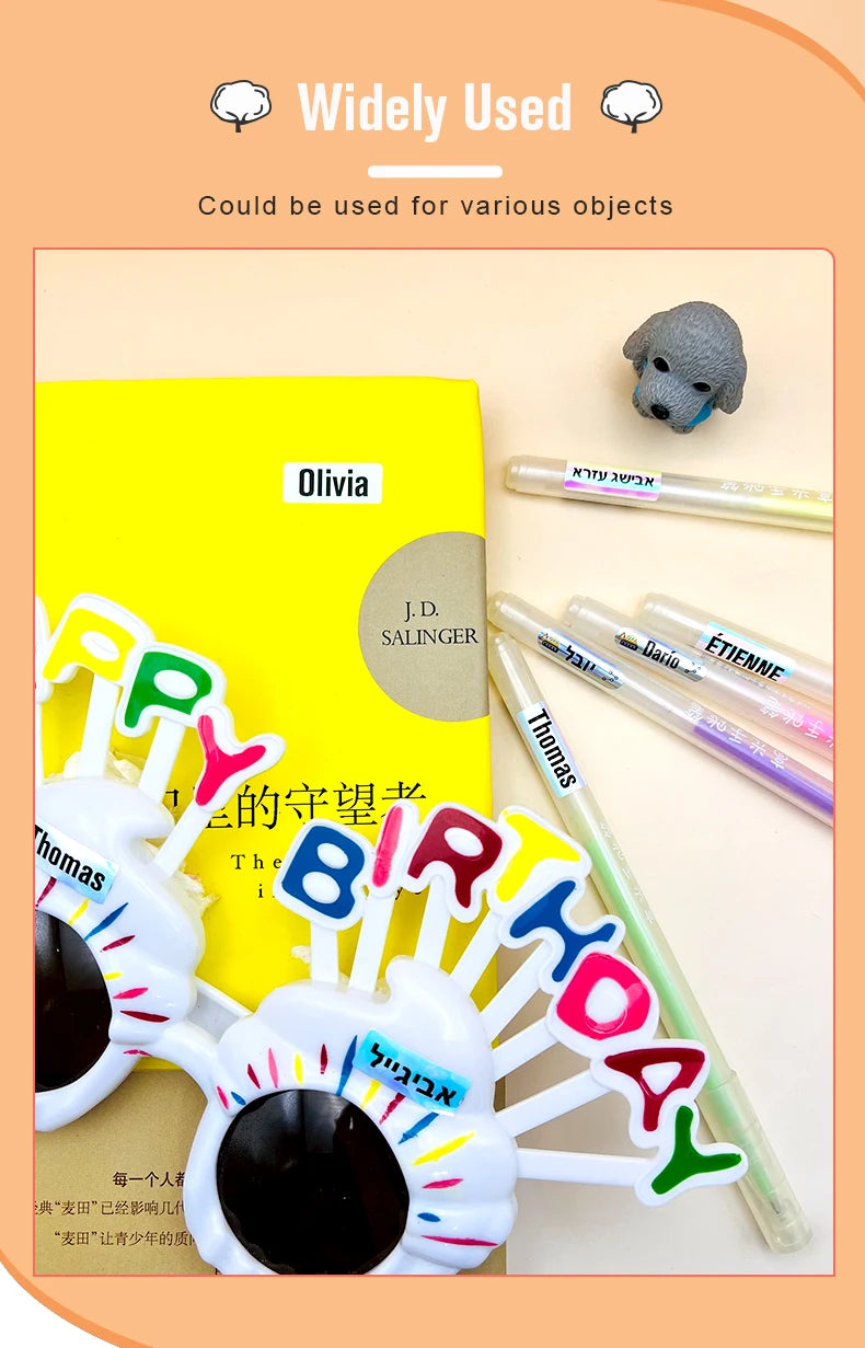 NameTag Kawaii Waterproof Custom Name Label Stickers – Personalised School & Bottle Decals