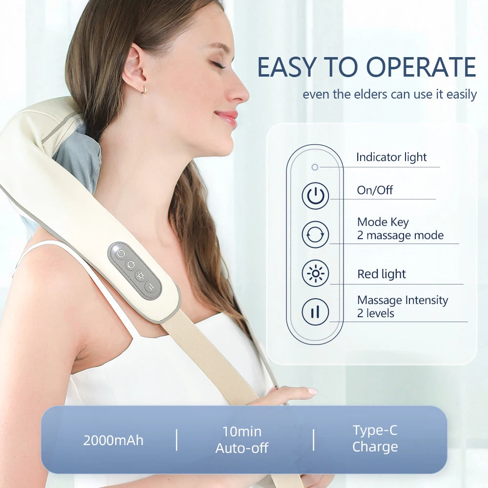 Foreverlily 26W Brushless Neck & Shoulder Kneading Massage Shawl – Wireless