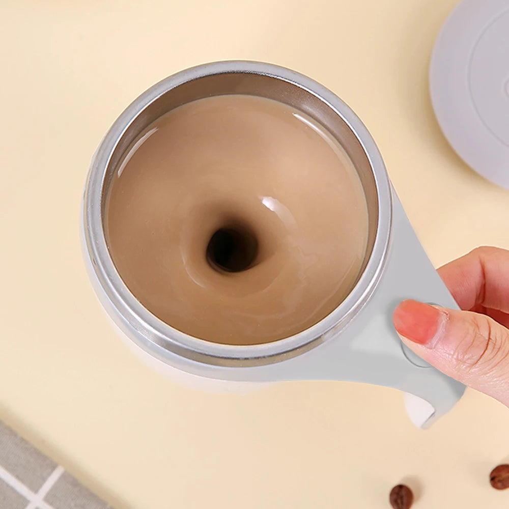 SpinSip Self-Stirring Magnetic Stainless Steel Mug – Auto Mixing Coffee Cup
