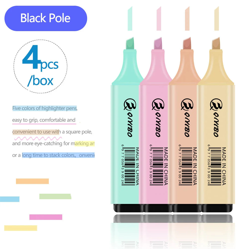 Macaron Pastel Highlighter Set – Soft Color Chisel Tip Markers