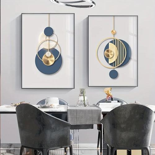 3pcs Modern Wall Art Painting Golden Blue Poster Luxury Style Creative Canvas Print Home,Living Room,Office Room Decor,Frameless