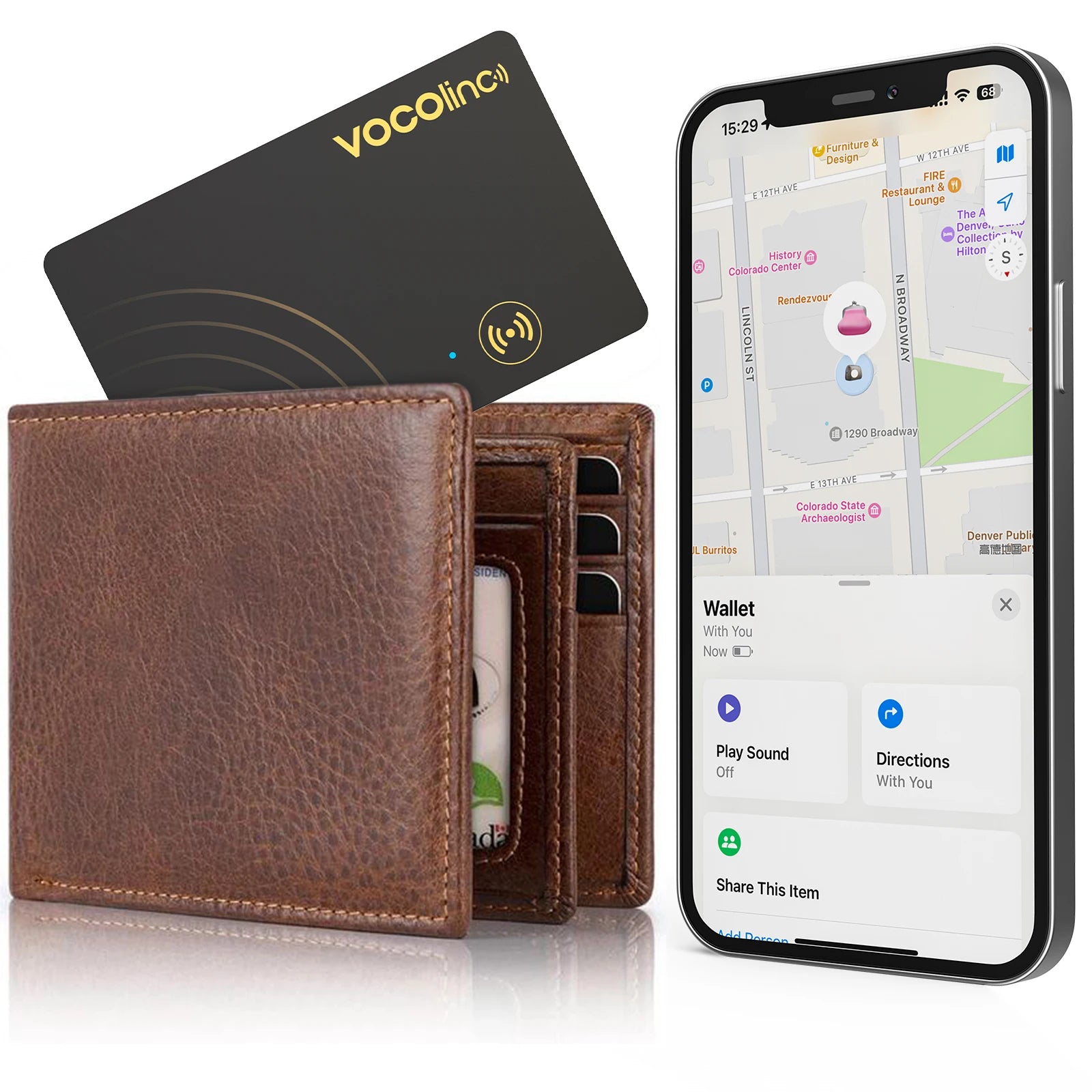 VOCOlinc Bluetooth Tracking Card – Wireless Global Locator for Find My (iOS)