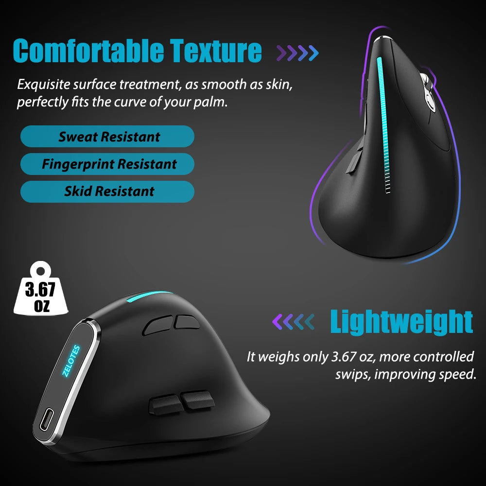 Lefon Trackball Mouse – Bluetooth Ergonomic 2.4G Wireless Rechargeable for PC & Office