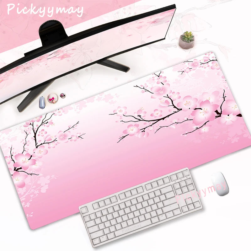 Sakura Bloom XL Desk Mat – Pink Cherry Blossom Gaming Mouse Pad (Extended Keyboard Mat)