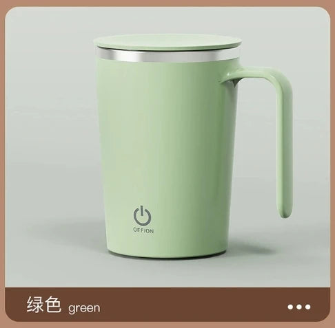 SpinSip Self-Stirring Magnetic Stainless Steel Mug – Auto Mixing Coffee Cup