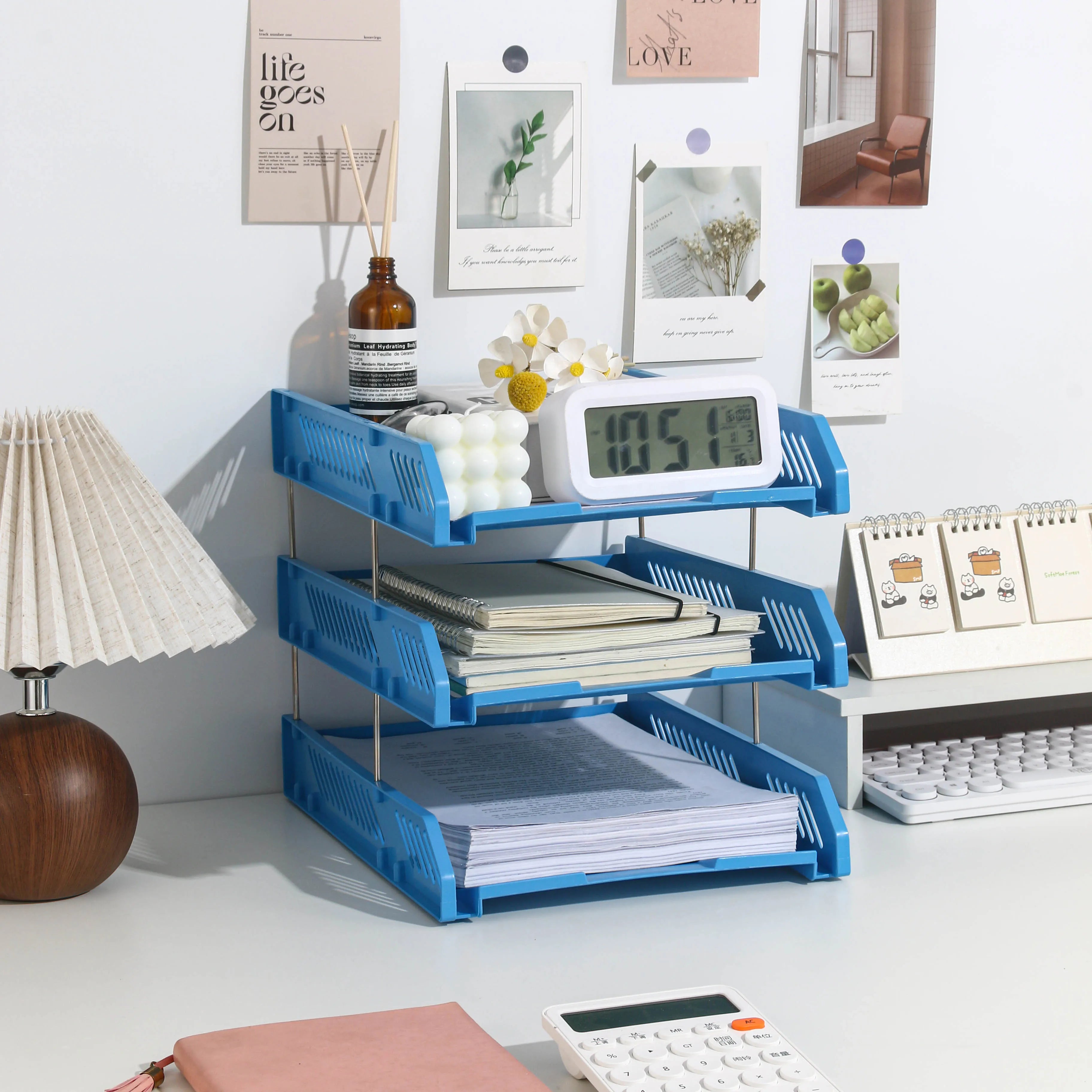 Three-Layer File Holder File Tray Plastic Horizontal File Frame File Organization Information Desktop Storage Rack Desk Storage File Basket Multi-Layer File Rack Folder Storage Box