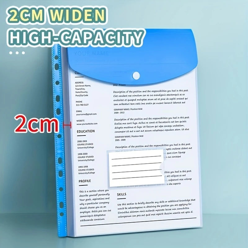 6/12pcs A4 Expanding File Folders with Push-Button 11-Ring Binder Pockets - PP Plastic Document Organizer with Locking Mechanism