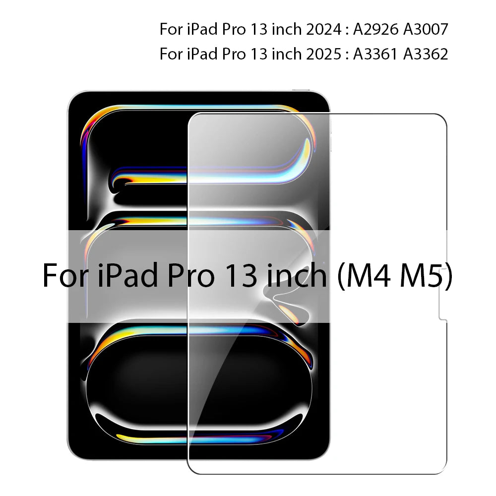 For iPad A16 Pro 13 M5 M4 12.9 10 9 9th 10th Generation Tempered Glass Screen Protector For Ipad Air 11 M2 M3 5 4 Mini 6 7 Film