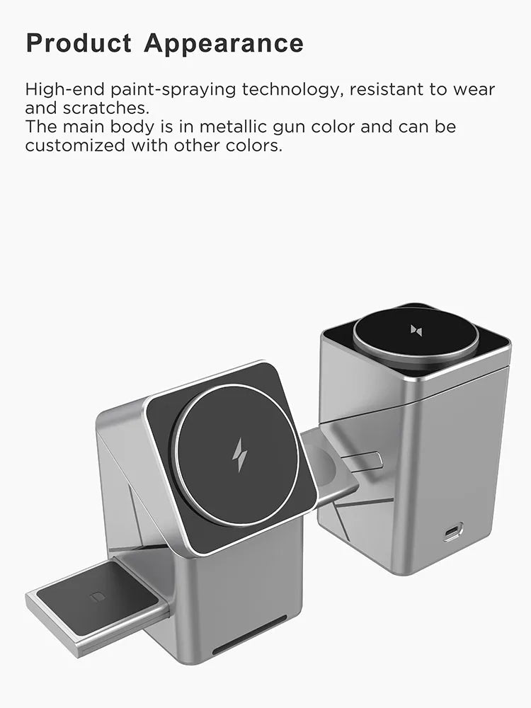 TouchSpin 15W 3-in-1 Touch Rotating Magnetic Wireless Charger – iPhone, Samsung & Xiaomi