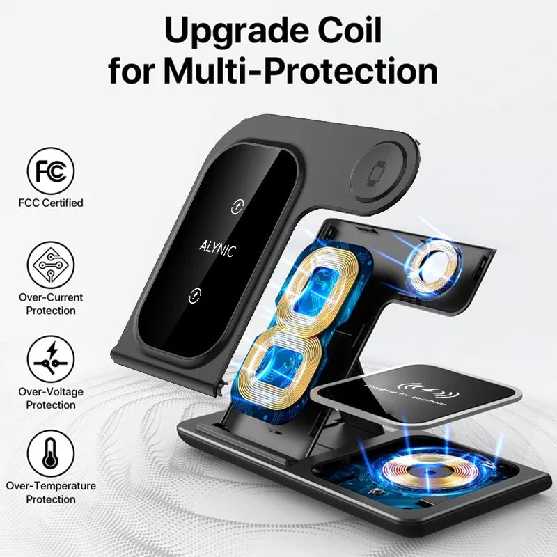 FoldCharge Foldable Fast Wireless Charging Station – iPhone 16/15/14, Apple Watch & AirPods