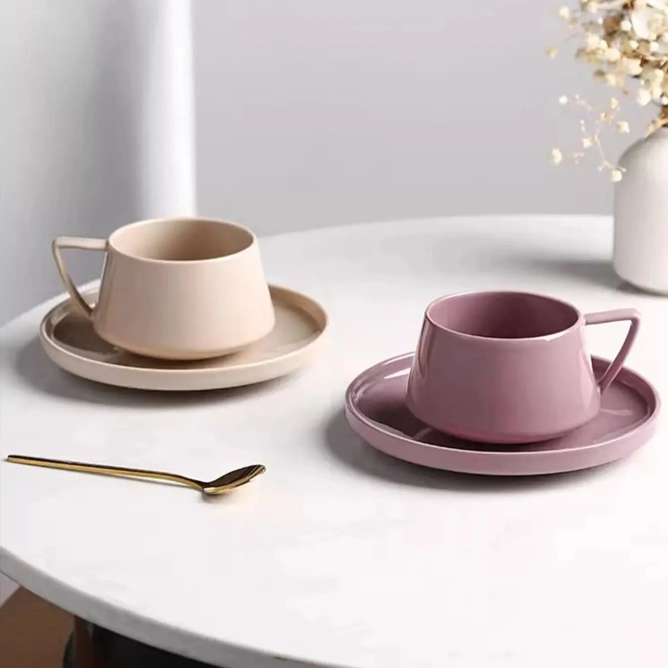 SaucerSip 320ml Ceramic Coffee Cup & Saucer – Elegant Office Tea Set