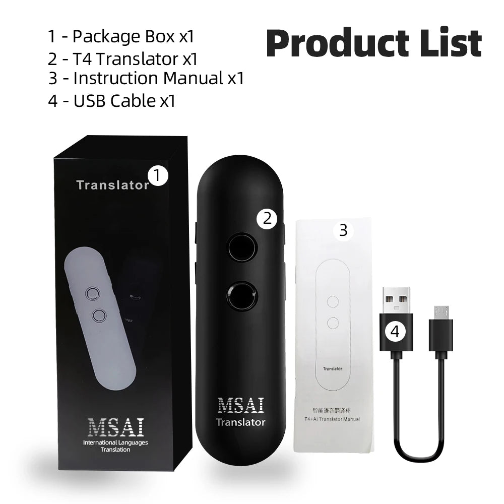 MSAI T4 Smart Voice Translator – 131 Languages, Photo Translation & Bluetooth