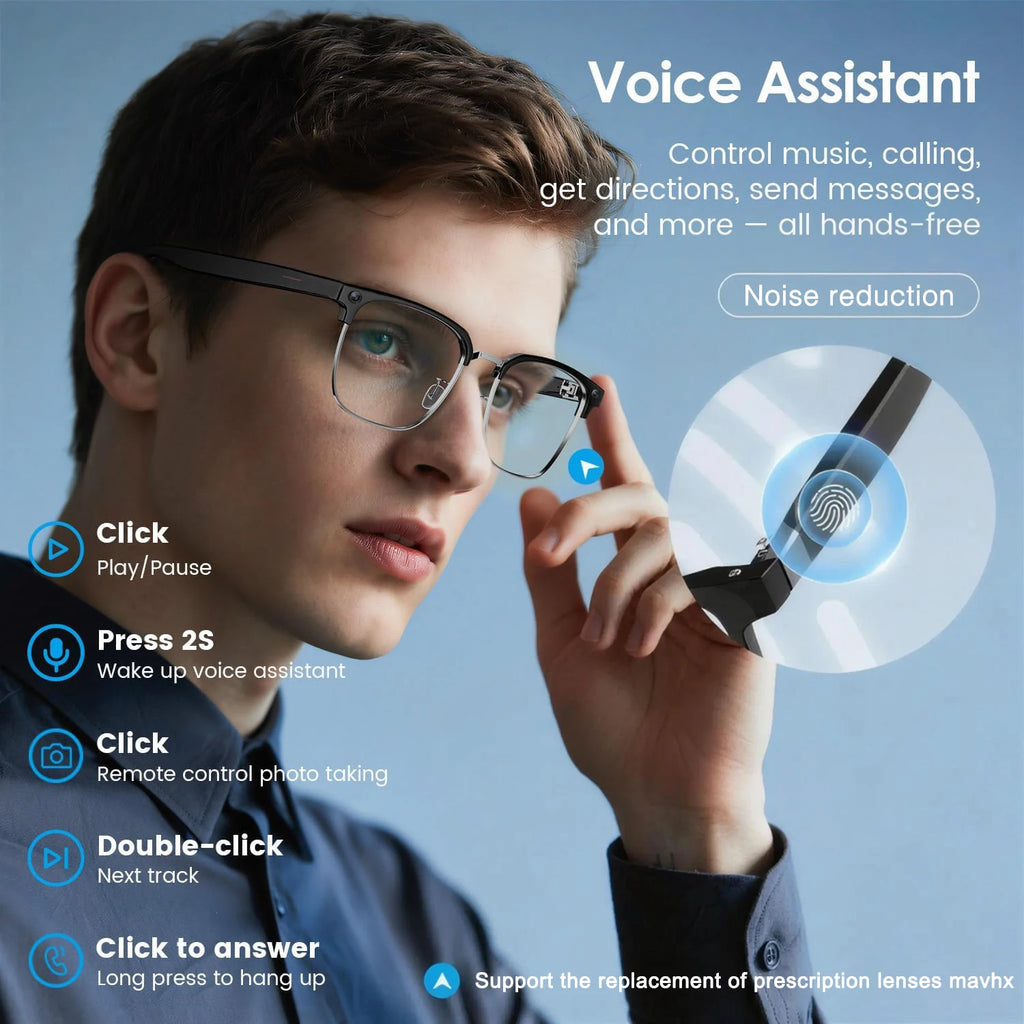 2026New 800W Pixel Camera Smart Glasses Men Video Recording AI Photo Recognition Bluetooth Call Voice Translation Sunglasses Man